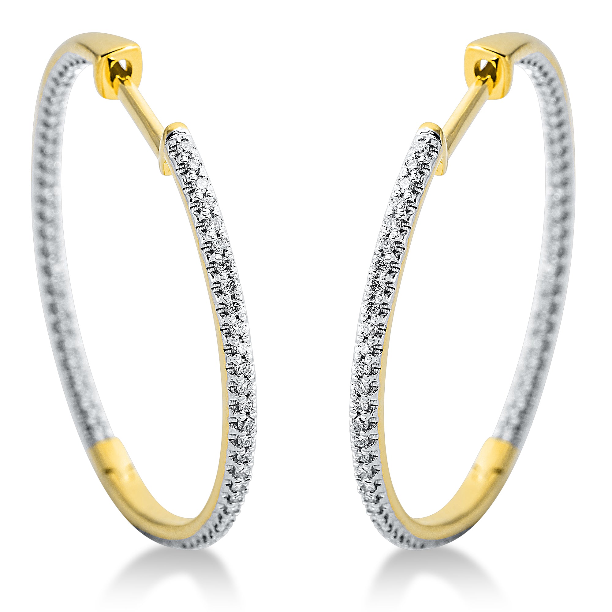 Creolen 18kt Gelbgold mit 122 Brillanten – Handgefertigte Gold-Creolen, Einzelstück, BeVain München