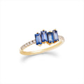 Saphir Ring 18kt Weißgold und Gelbgold mit blauem Saphir und Brillanten – Handgefertigter Ring, Einzelstück, BeVain München