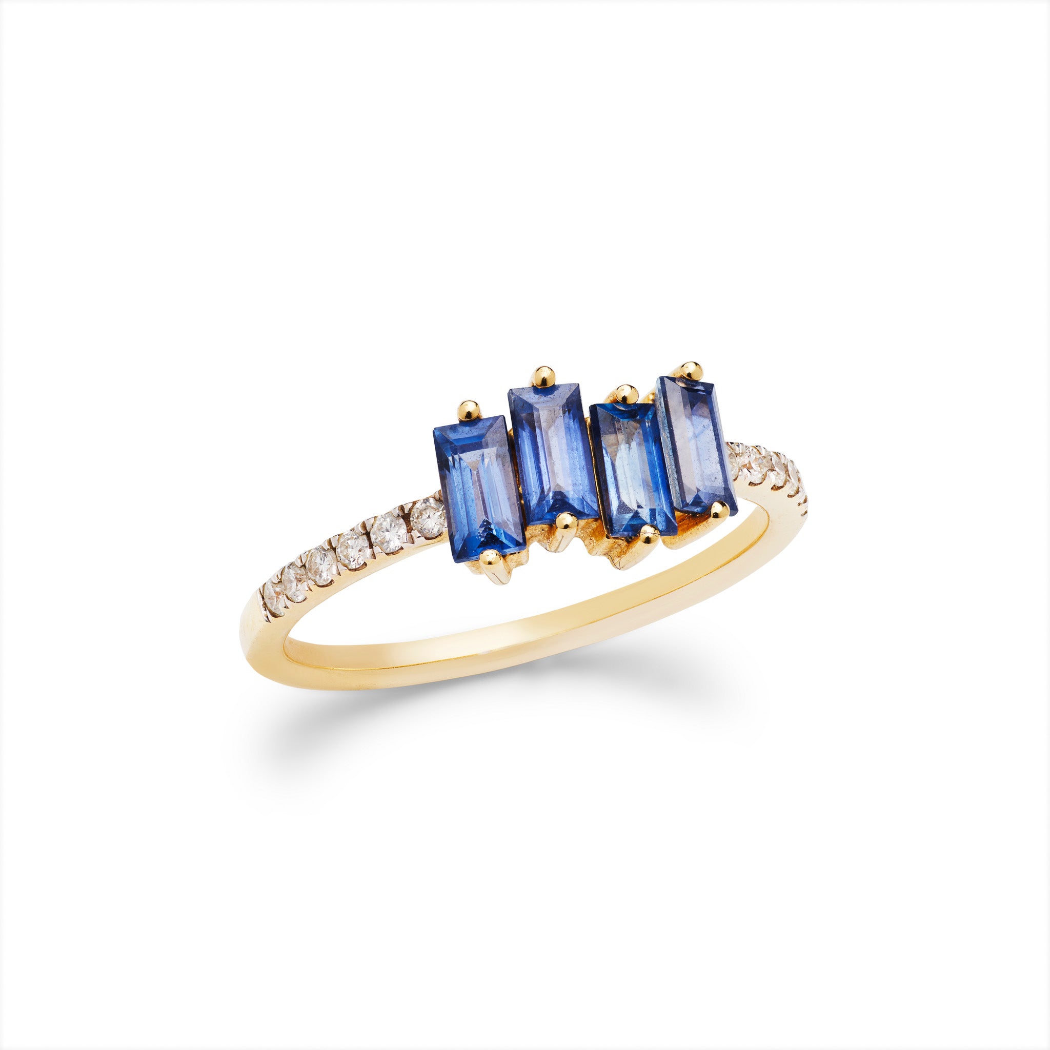 Saphir Ring 18kt Weißgold und Gelbgold mit blauem Saphir und Brillanten – Handgefertigter Ring, Einzelstück, BeVain München