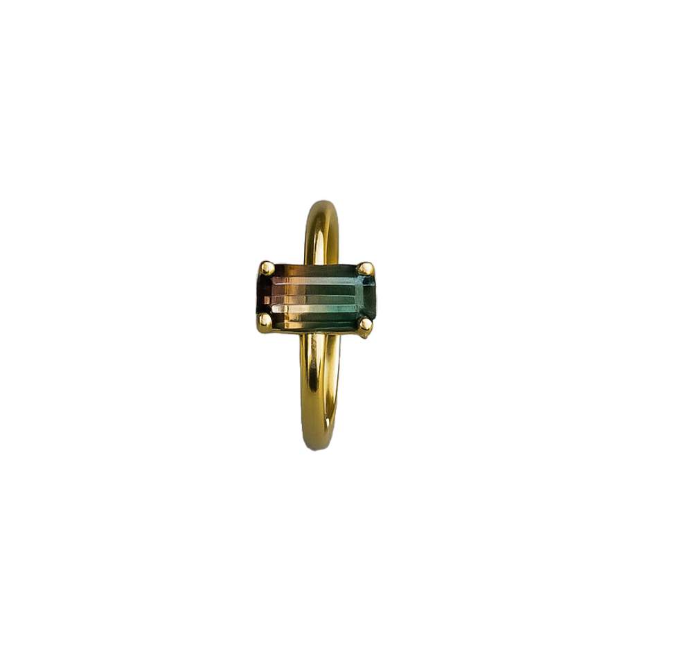 Tricolor Turmalin Ring 18kt Gelbgold – Handgefertigter Ring mit Tricolor Turmalin, Einzelstück, BeVain München