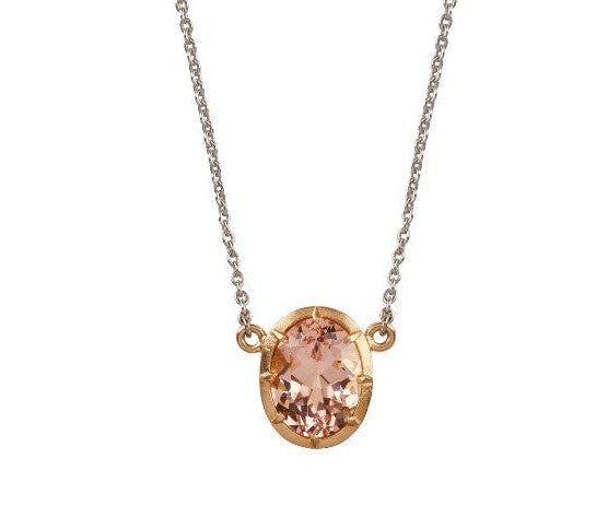 Georgia Collier 18kt Weißgold Roségold mit Morganit – Handgefertigtes Einzelstück, BeVain München