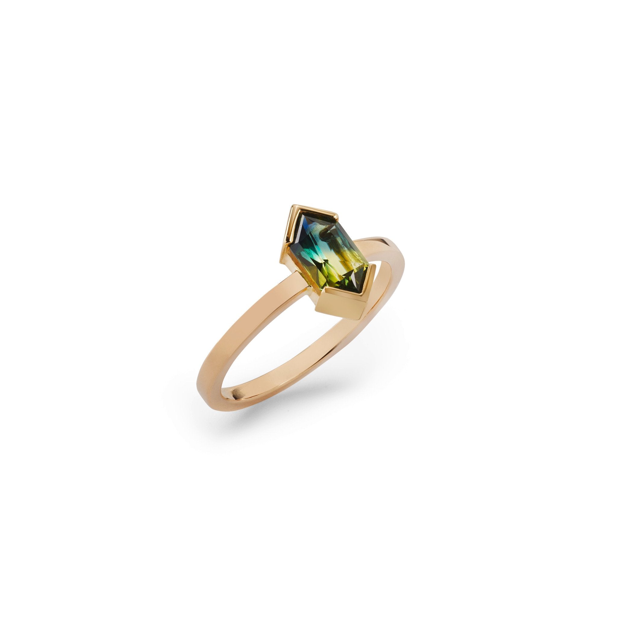 Zephyr PartiSaphir Ring – 18kt Gelbgold Ring mit seltenen Partisaphiren, Handgefertigt in München, BeVain