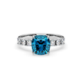 Zirkon Ring 18kt Weißgold mit blauem Zirkon und Brillanten – Handgefertigter Ring, Einzelstück, BeVain München