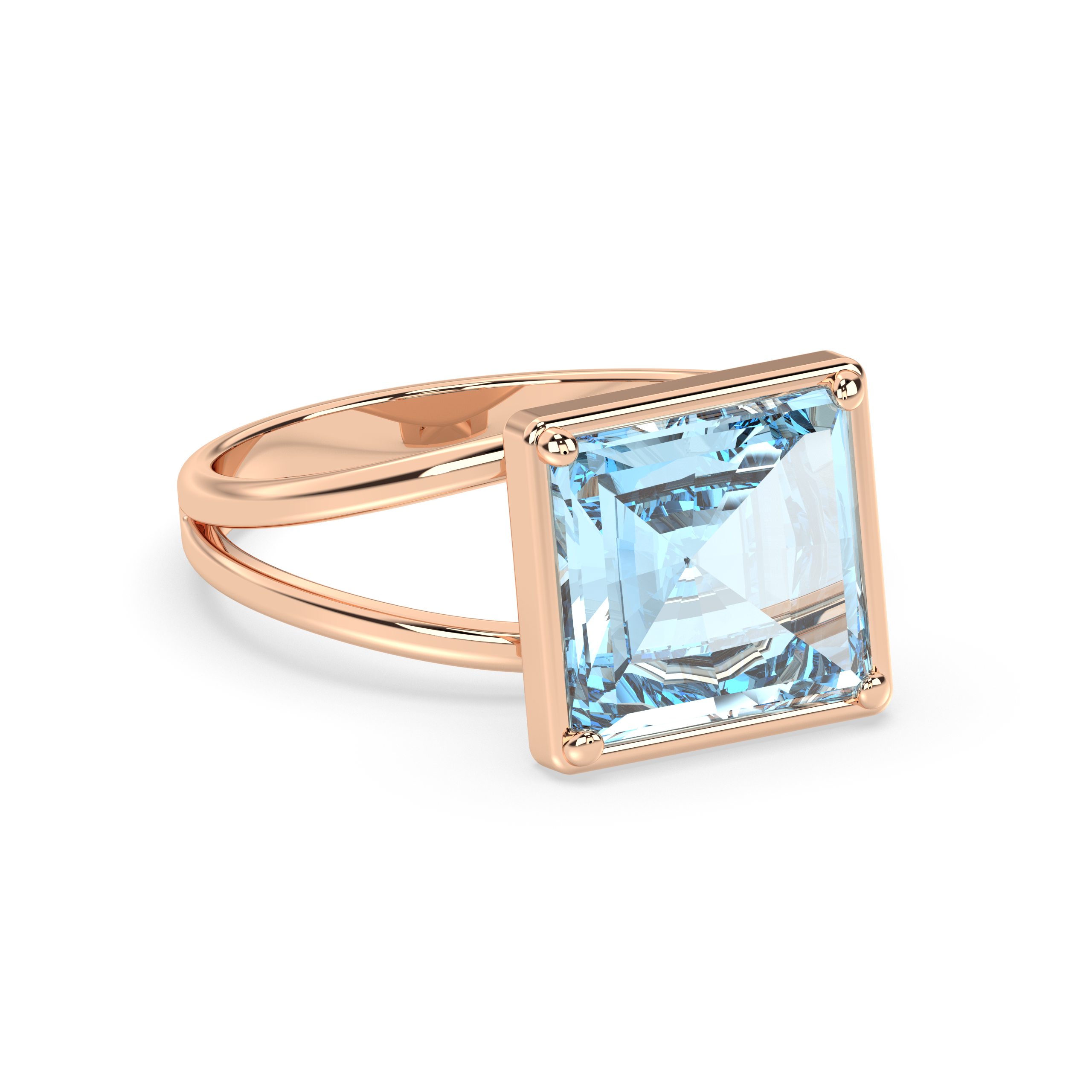 Ring mit Aquamarin 18kt Roségold – Handgefertigter Ring mit Aquamarin, Einzelstück BeVain München