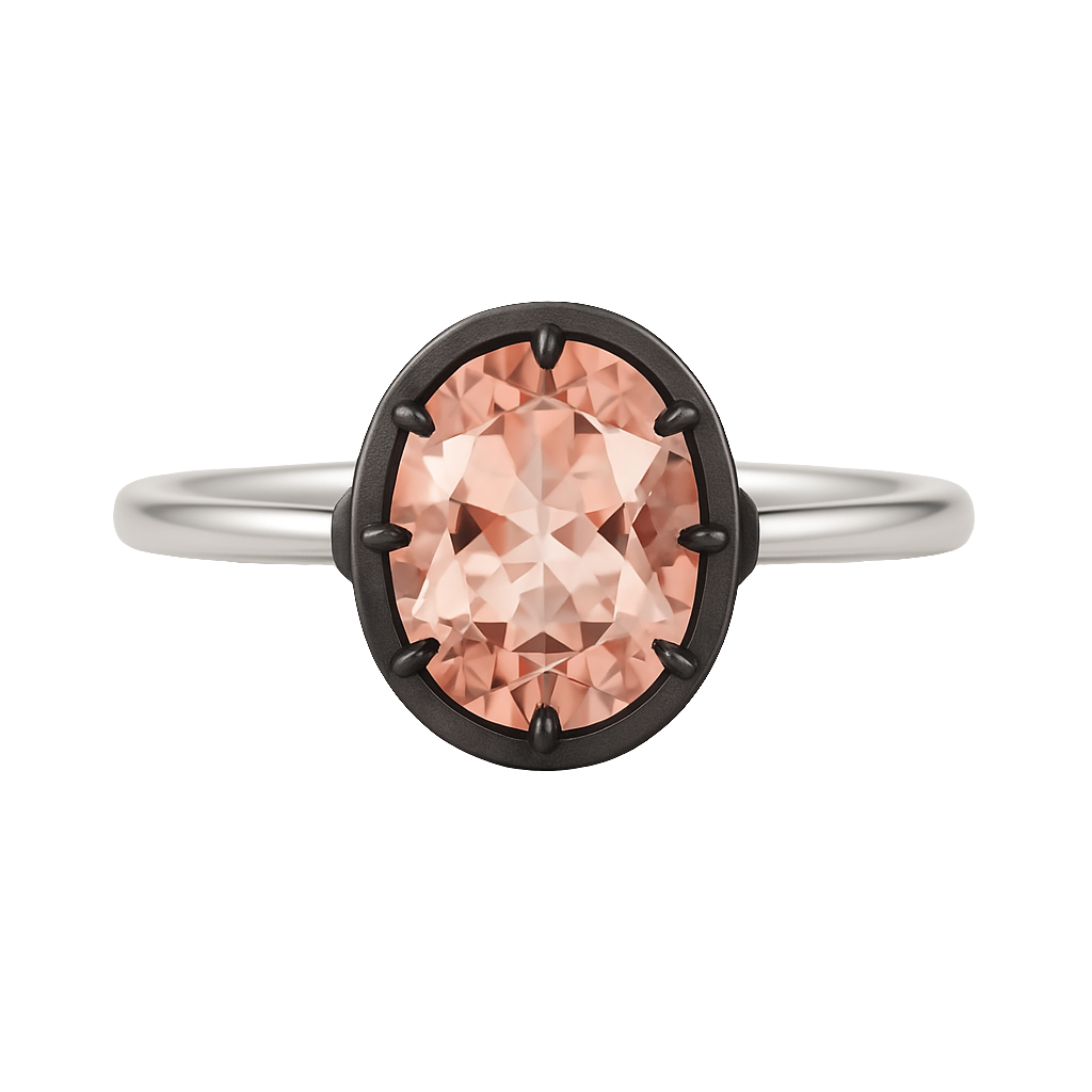 The Georgia Ring 18kt Weißgold mit Morganit – Detailansicht Ringkopf, Handgefertigt, BeVain München