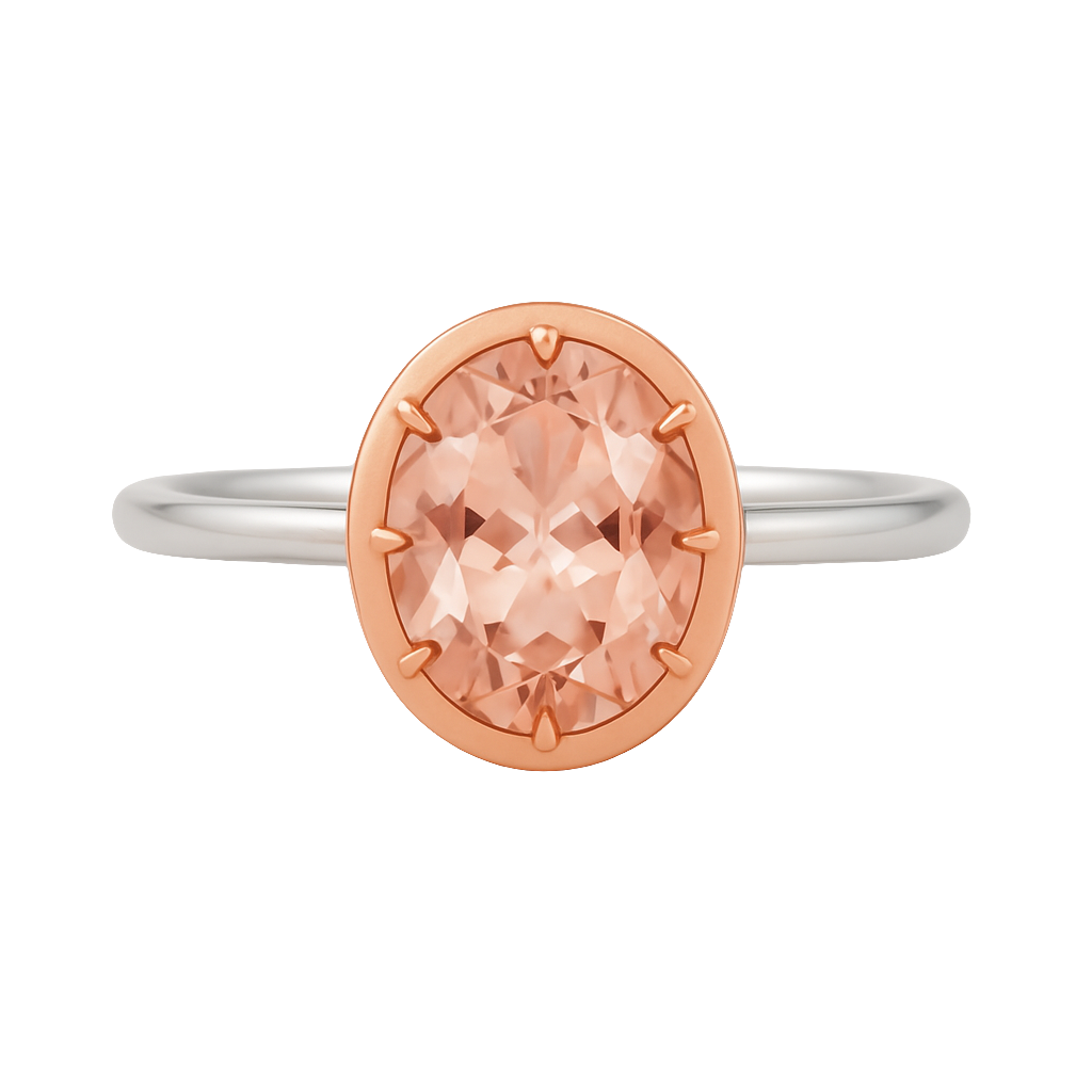 The Georgia Ring 18kt Roségold mit Morganit – Handgefertigter Ring im Serti Dressé Stil, Einzelstück, BeVain München