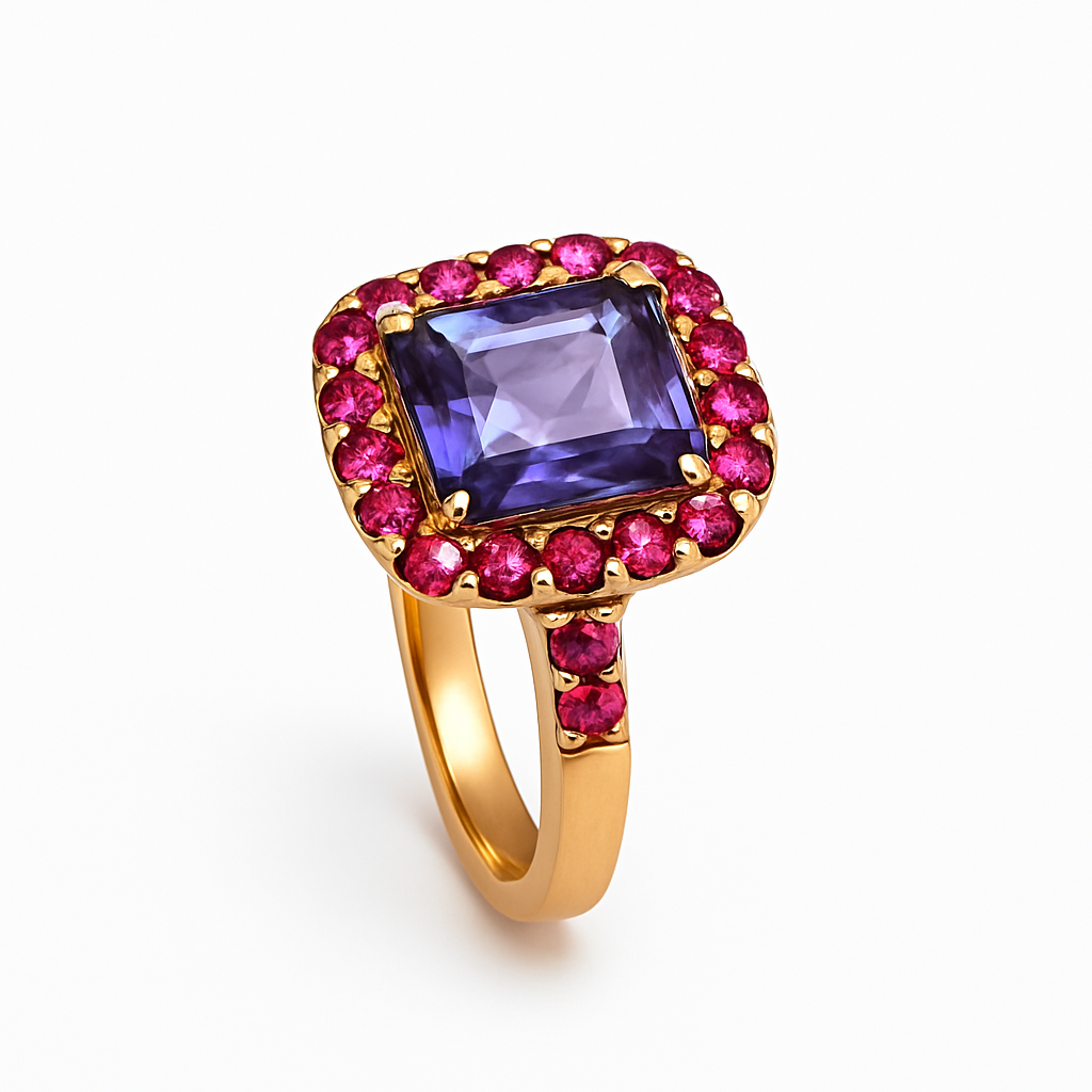 Tansanitring mit Spinell 18kt Roségold – Handgefertigter Ring mit Tansanit und Spinell, Einzelstück, BeVain München