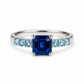 Asscher Cut Saphir Ring 1,77 ct – 18kt Weißgold Gr. 54 | BeVain