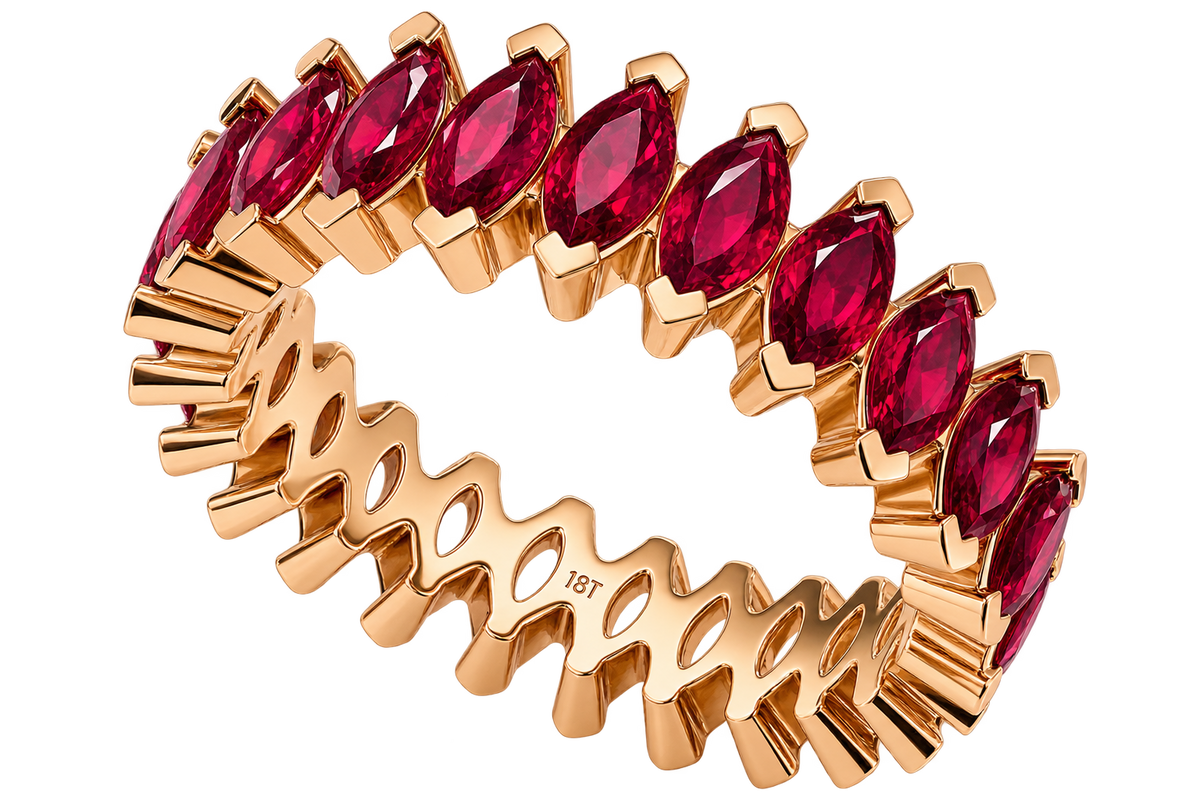 Eternity Ring 18kt Gelbgold mit Rubinen, Gr. 54 – Unikat | BeVain