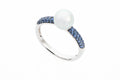 Pearl ring with sapphires